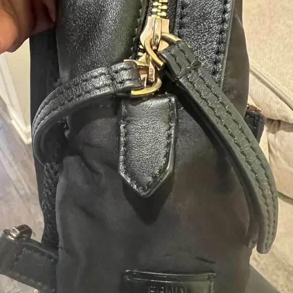 Fendi monster backpack studded nylon and leather mini bag